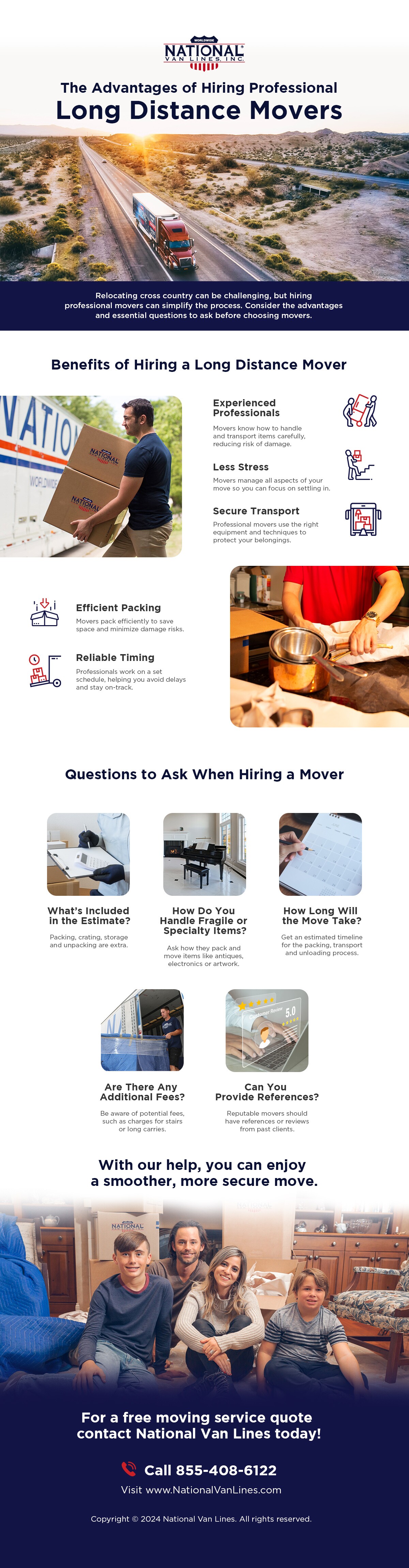 Myths and advantages of long distance moving infographic.